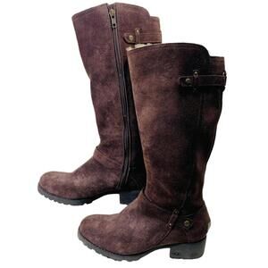 UGG AUSTRALIA 1917 Jullian Knee High Boot Dark Brown Suede Ladies 8 LT WEAR